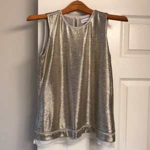 Calvin Klein Sparkly Gold Metallic Top - petite S